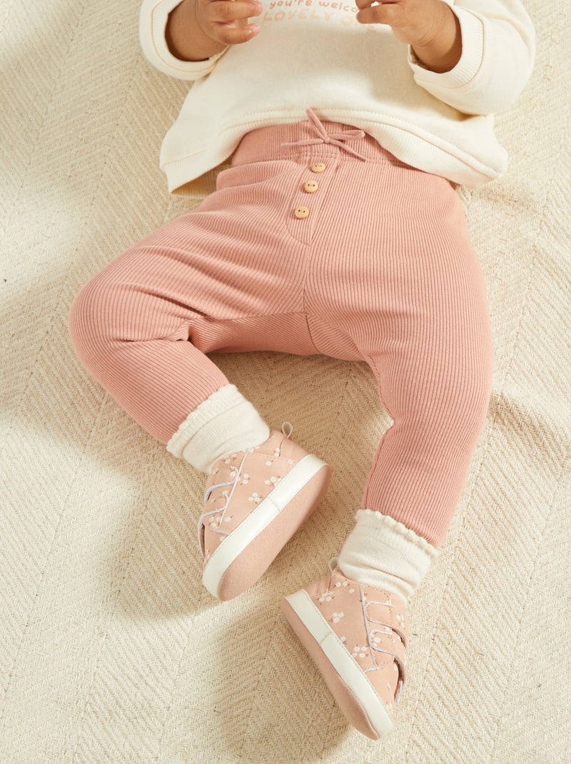 Leggings nervuradas lisas Rosa - Kiabi