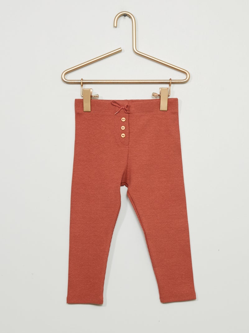 Leggings nervuradas lisas ROSA - Kiabi
