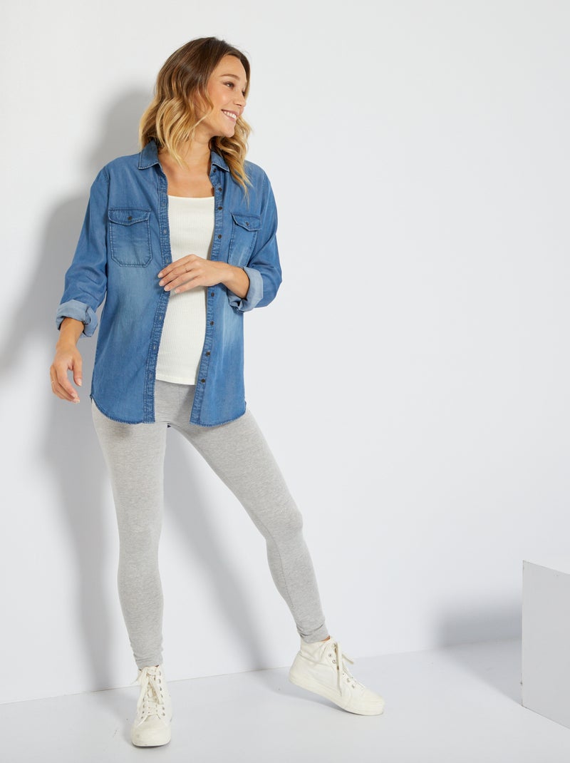 Leggings pré-mamã em malha extensível CINZA - Kiabi