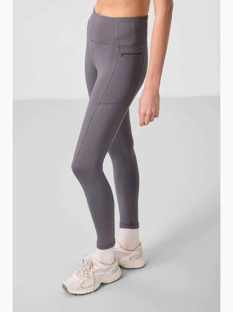 Leggings skinny de cintura subida com bolso tommy Cinza médio - Kiabi