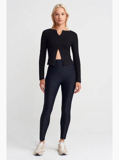 Leggings skinny de cintura subida com detalhe de fecho dilvin - Kiabi