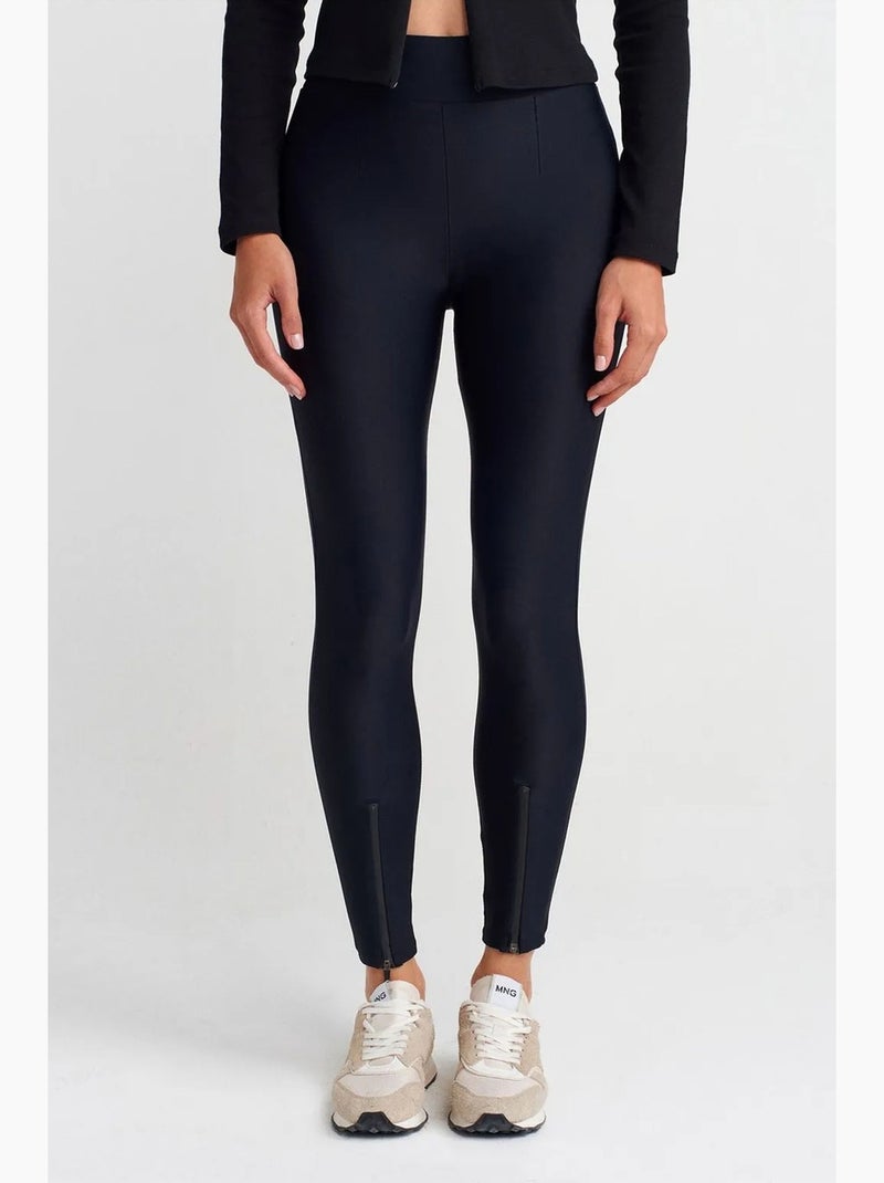 Leggings skinny de cintura subida com detalhe de fecho dilvin Azul-marinho - Kiabi