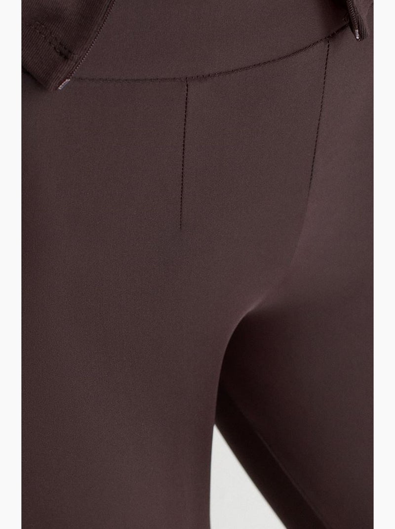Leggings skinny de cintura subida com detalhe de fecho dilvin Castanho-chocolate - Kiabi