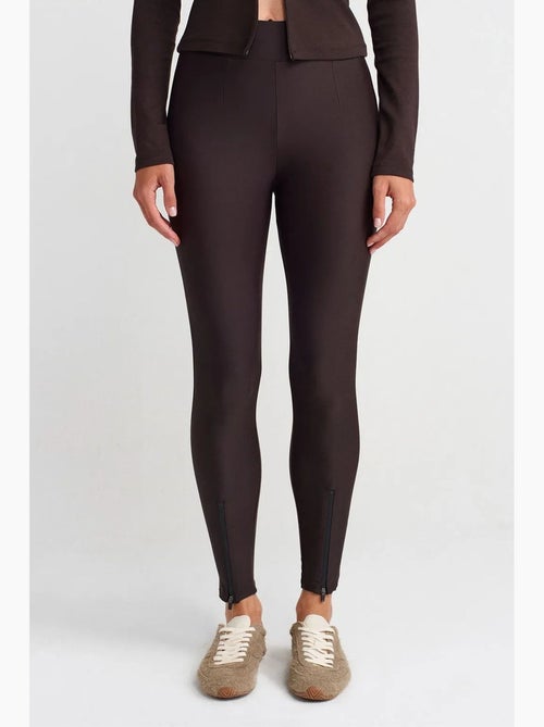 Leggings skinny de cintura subida com detalhe de fecho dilvin - Kiabi