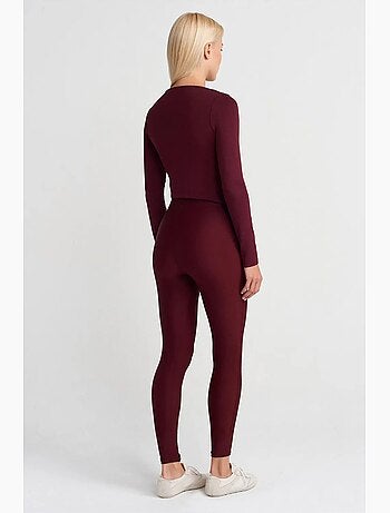 Leggings skinny de cintura subida com detalhe de fecho dilvin