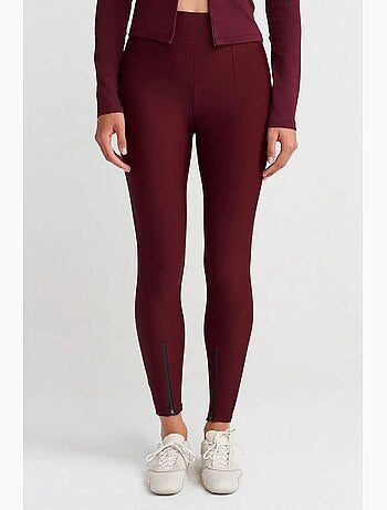 Leggings skinny de cintura subida com detalhe de fecho dilvin