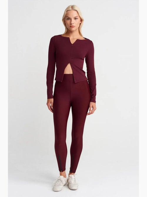 Leggings skinny de cintura subida com detalhe de fecho dilvin - Kiabi Leggings skinny de cintura subida com detalhe de fecho dilvin - Kiabi