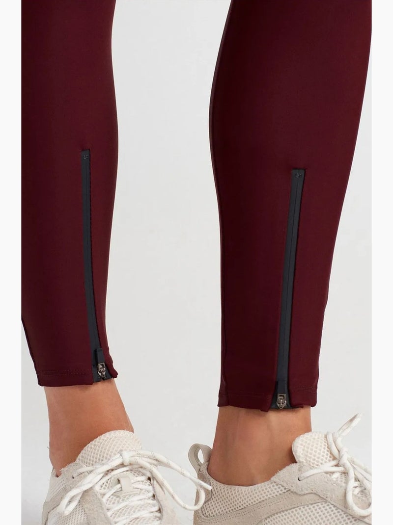 Leggings skinny de cintura subida com detalhe de fecho dilvin Vermelho bordô - Kiabi