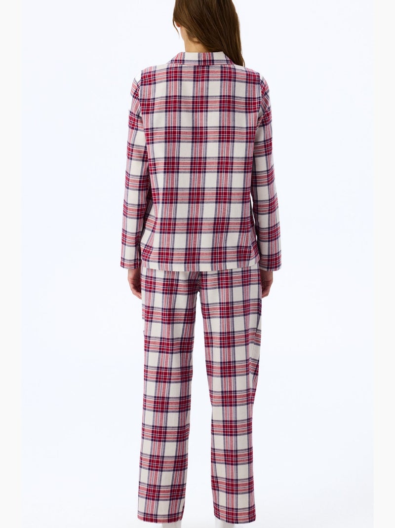 Leila pijama de xadrez com camisa e calças de manga comprida penti Branco Vermelho Azul - Kiabi