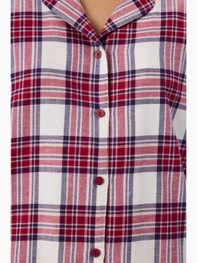 Leila pijama de xadrez com camisa e calças de manga comprida penti Branco Vermelho Azul - Kiabi
