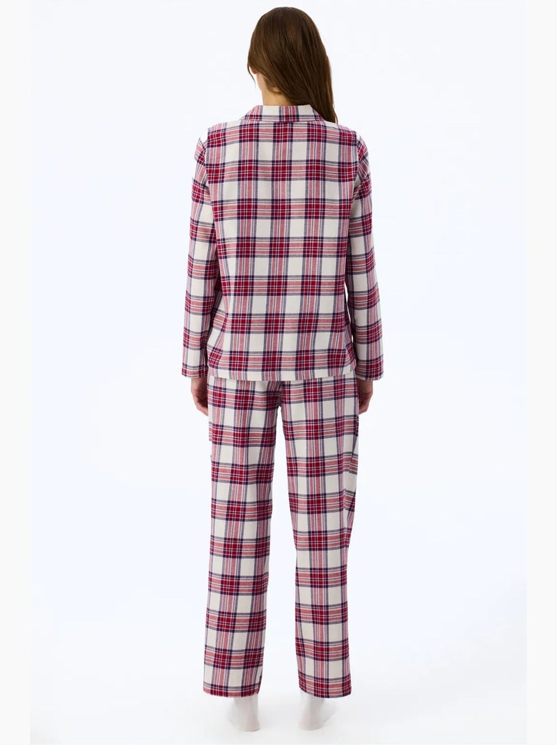 Leila pijama de xadrez com camisa e calças de manga comprida penti Branco Vermelho Azul - Kiabi