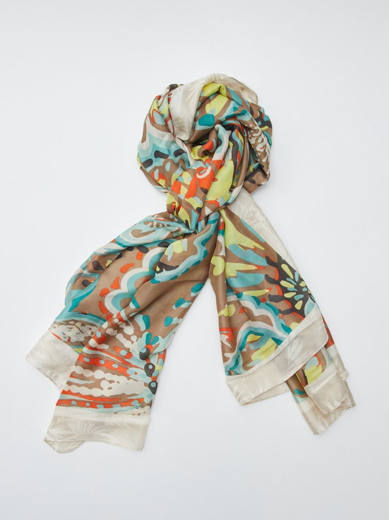 Lenço acetinado estampado CASTANHO - Kiabi
