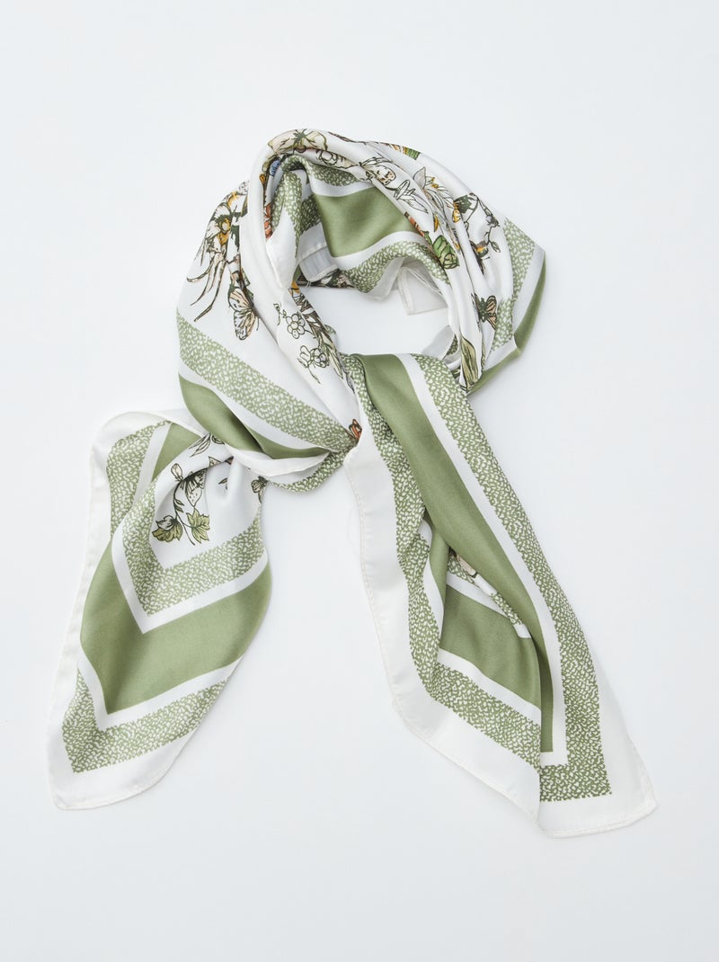 Lenço acetinado estampado florido VERDE - Kiabi