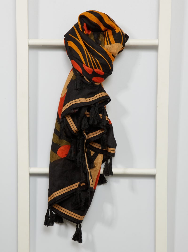 Lenço aos quadrados estampado Preto - Kiabi