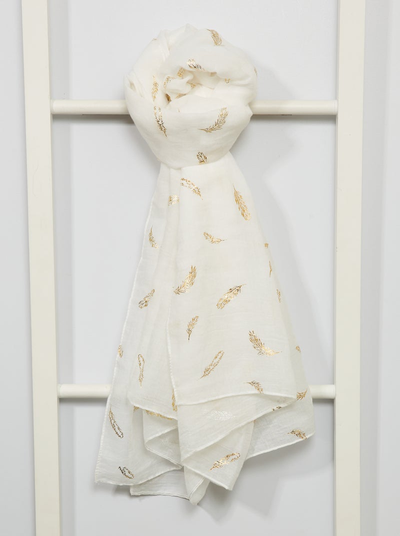 Lenço com estampado 'pena' BRANCO - Kiabi