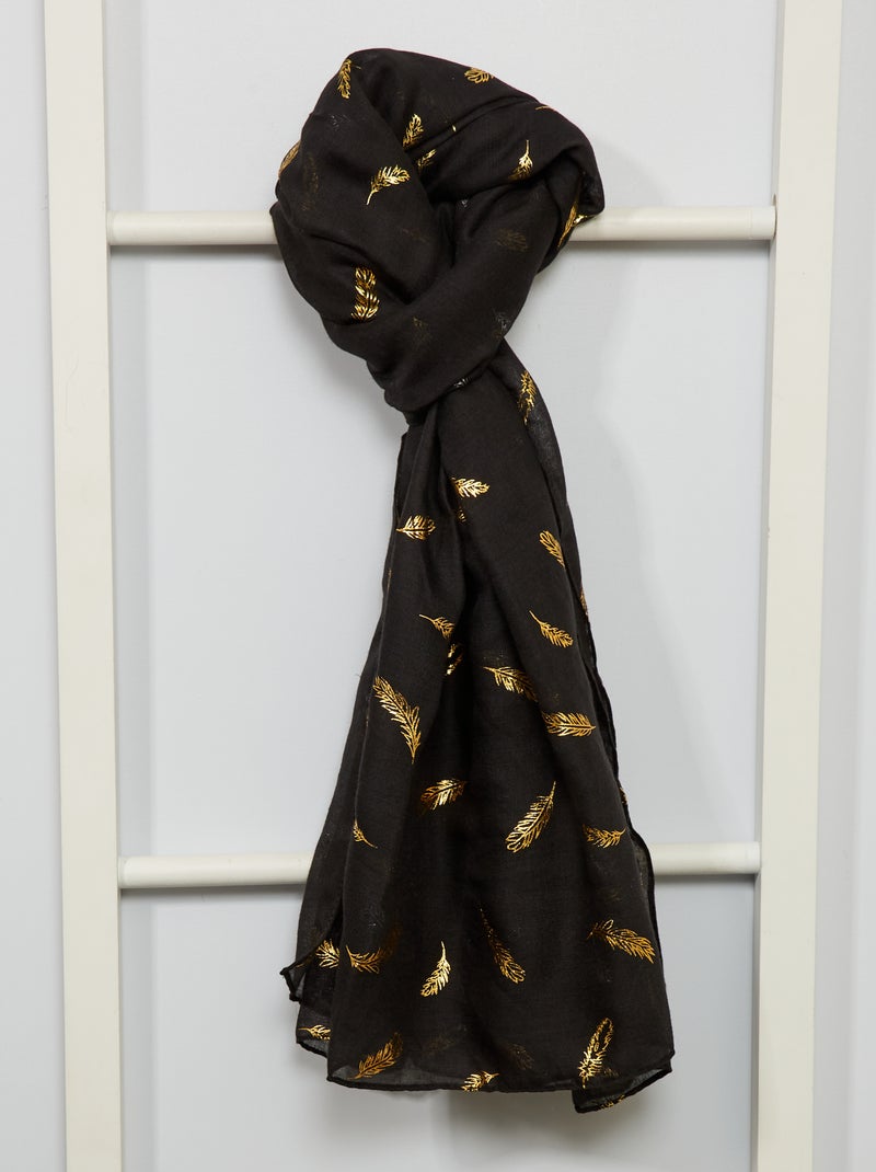 Lenço com estampado 'pena' PRETO - Kiabi