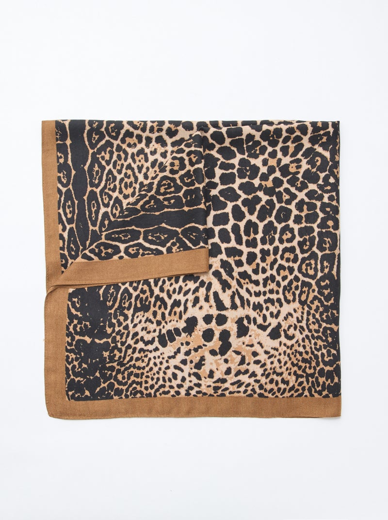 Lenço com padrão de leopardo - 90 x 90 cm Castanho - Kiabi