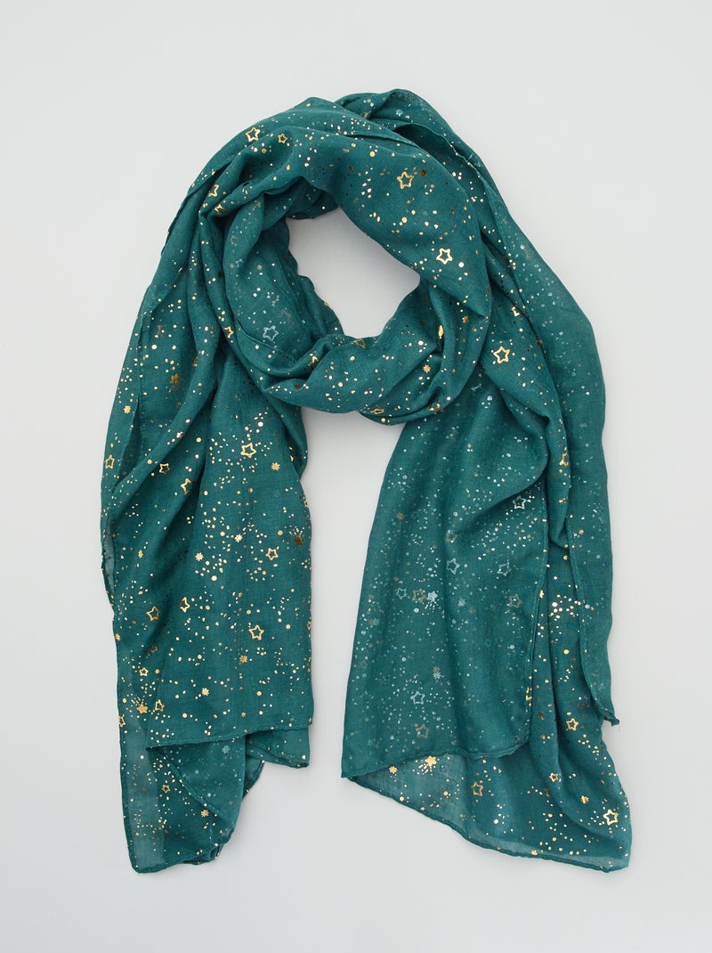Lenço em voile com estampado estrela BEGE - Kiabi