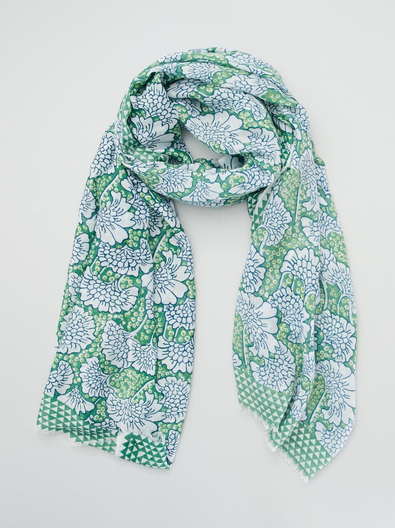 Lenço em voile com estampado florido VERDE - Kiabi