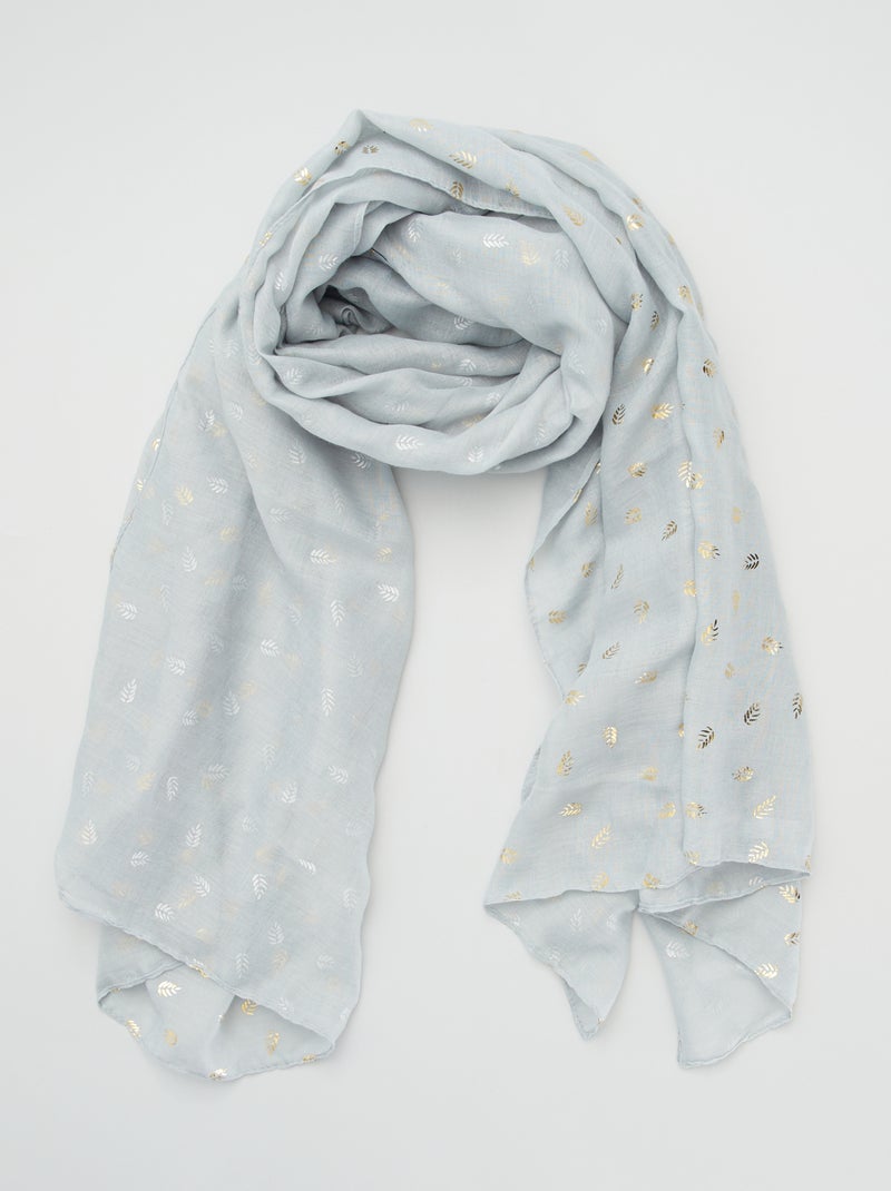 Lenço em voile com estampado folhagem CINZA - Kiabi