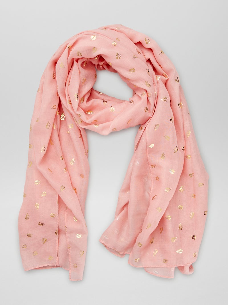 Lenço em voile com estampado folhagem ROSA - Kiabi