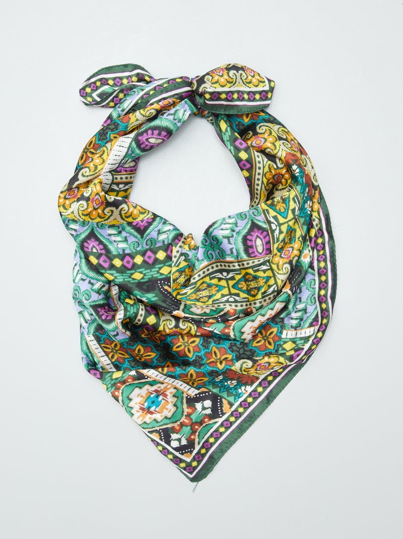 Lenço estampado com efeito acetinado VERDE - Kiabi