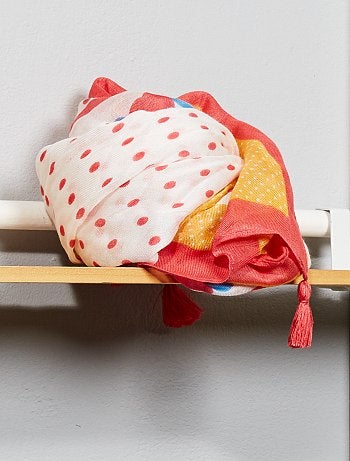 Lenço estampado com pompons - Kiabi