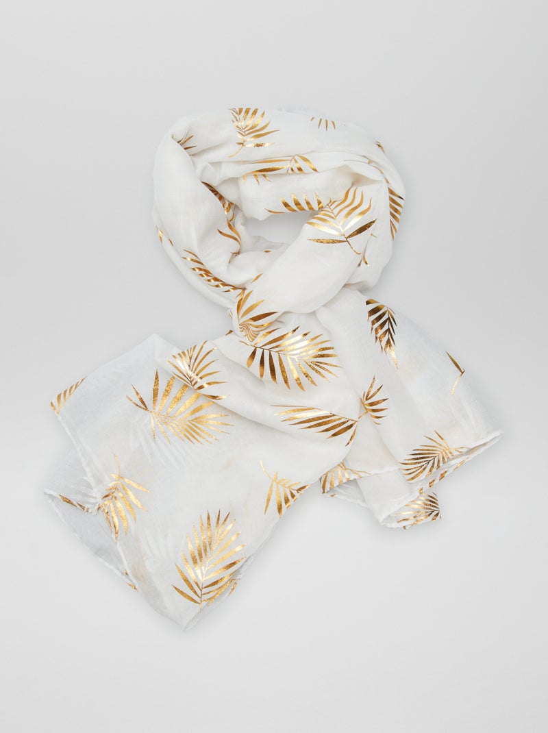 Lenço estampado dourado BRANCO - Kiabi