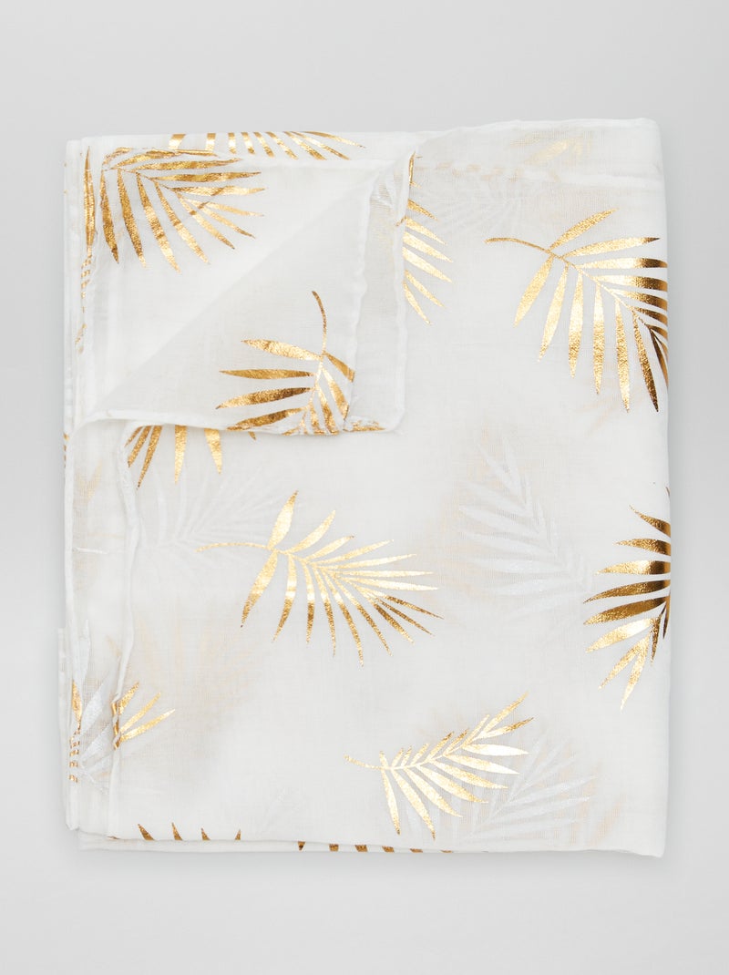 Lenço estampado dourado BRANCO - Kiabi