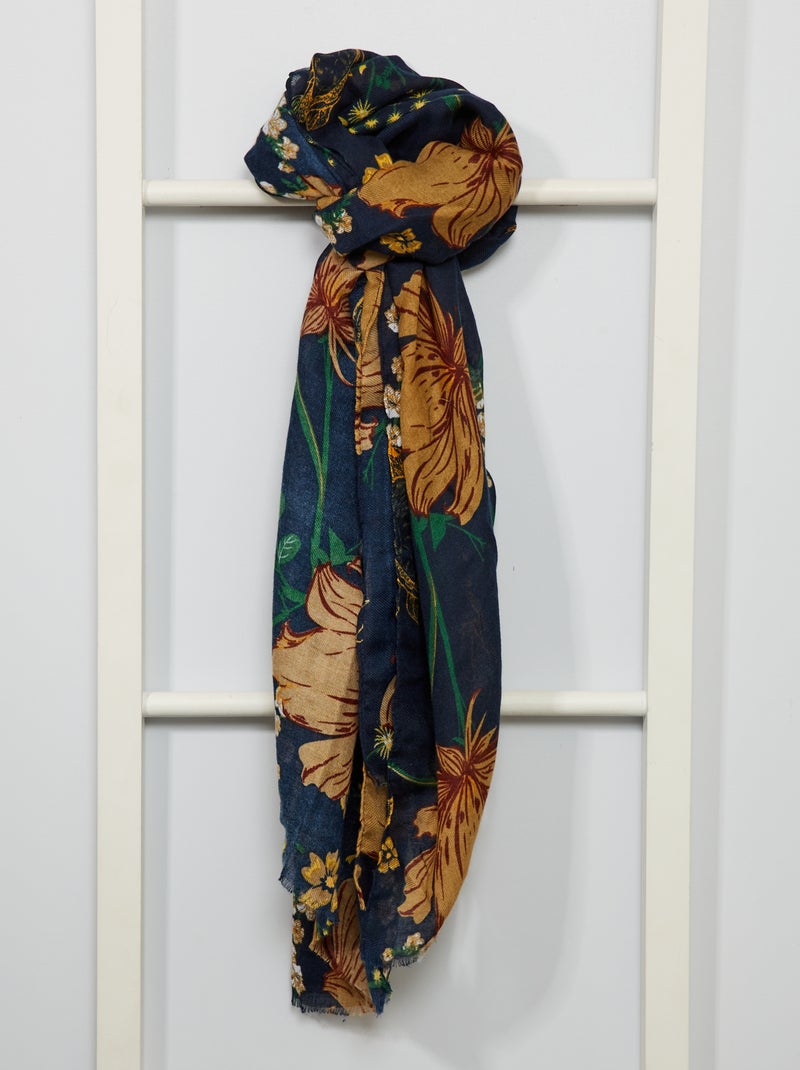 Lenço estampado 'flores' Azul Naval - Kiabi
