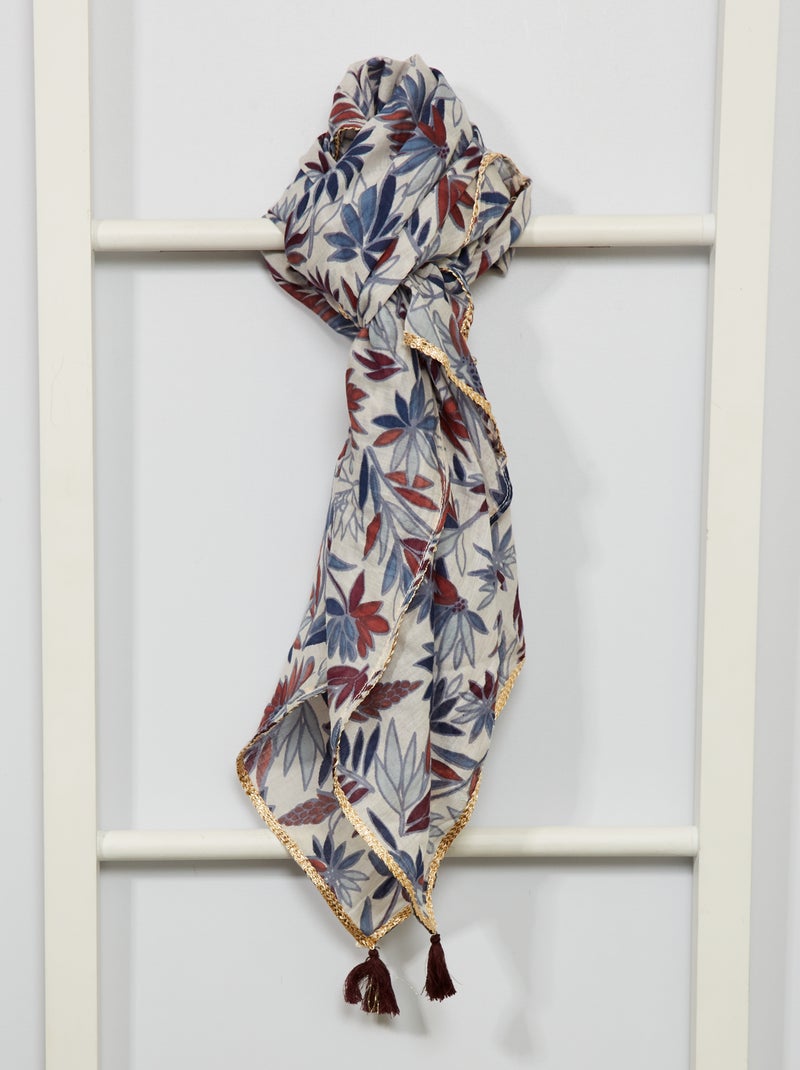 Lenço estampado 'flores' Azul Naval - Kiabi
