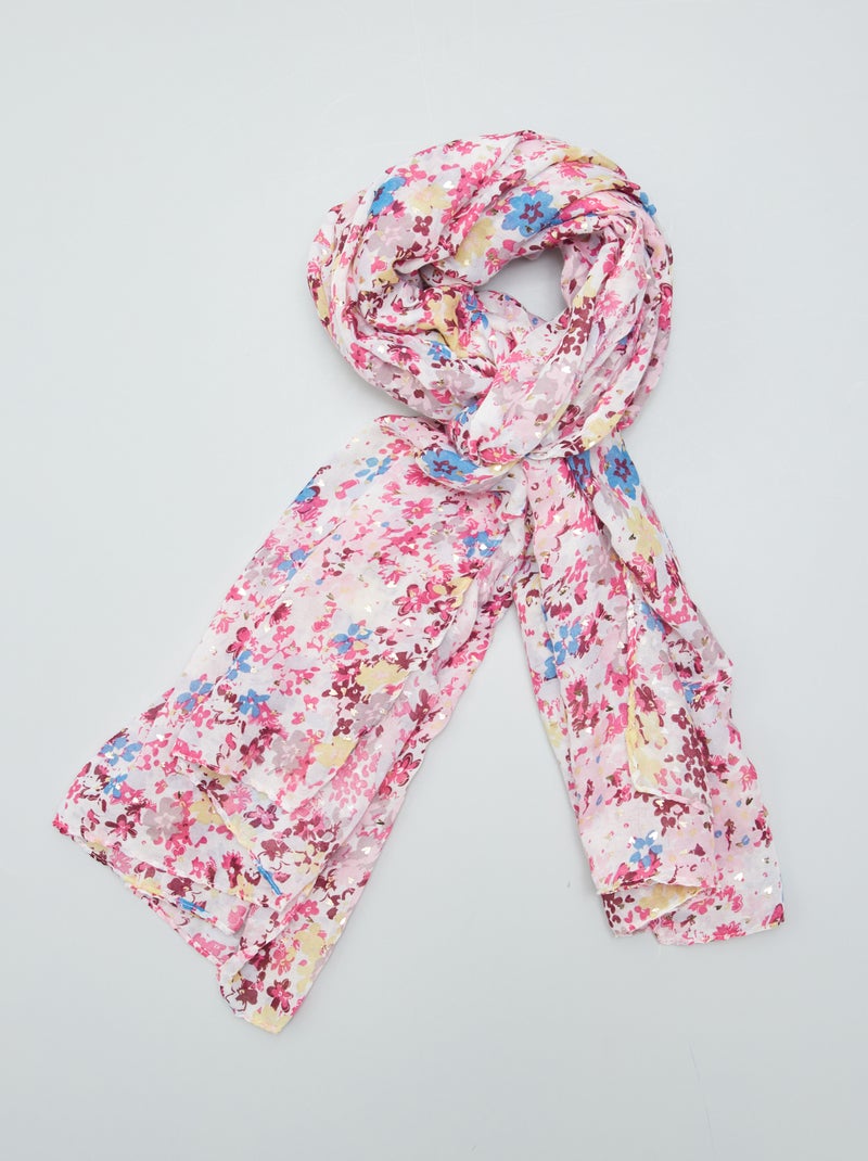 Lenço estampado florido ROSA - Kiabi