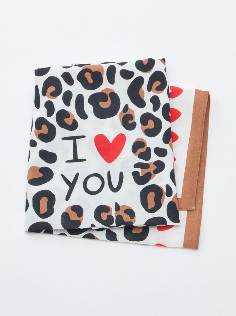 Lenço estampado quadrado (65x65 cm) 'Agathe Sorlet x Kiabi' - Dia dos Namorados Branco - Kiabi