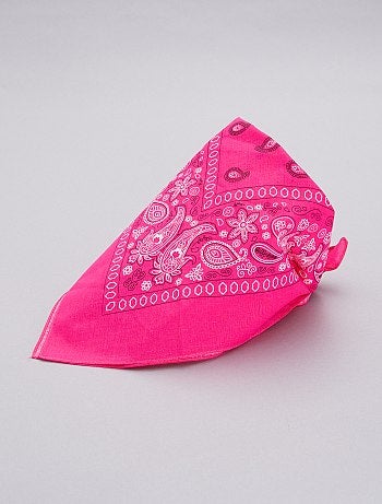Lenço estampado rosa fluorescente - Kiabi