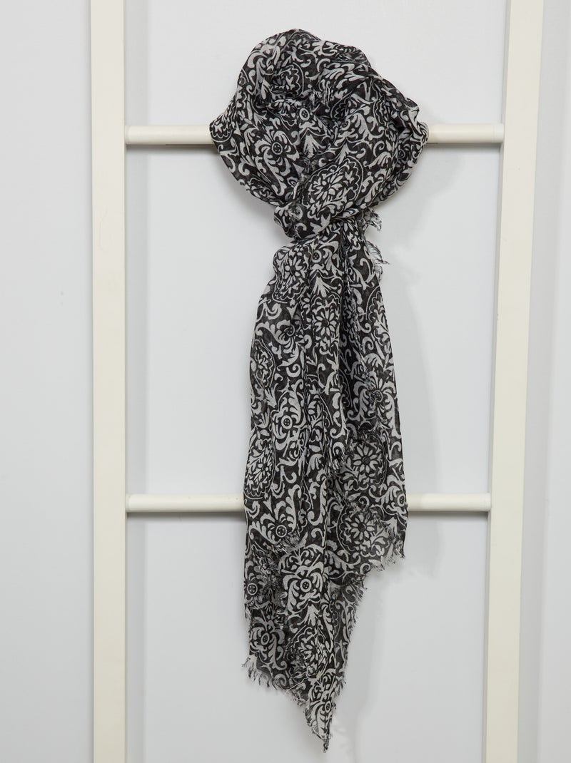 Lenço motivo 'arabesco' Preto/ Branco - Kiabi