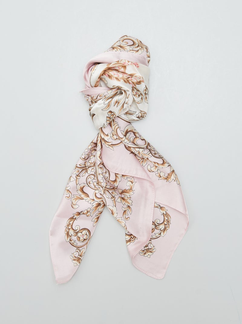 Lenço quadrado acetinado ROSA - Kiabi