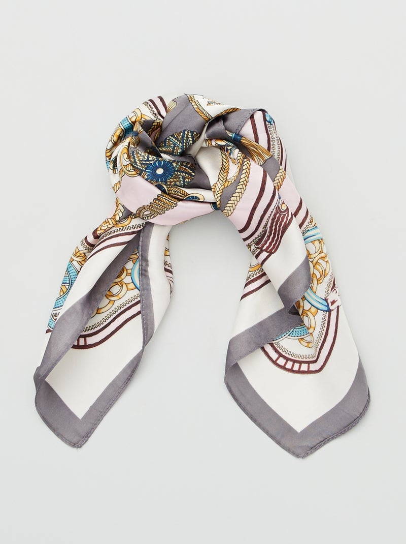 Lenço quadrado com estampado arabesco Cinza/ Rosa - Kiabi