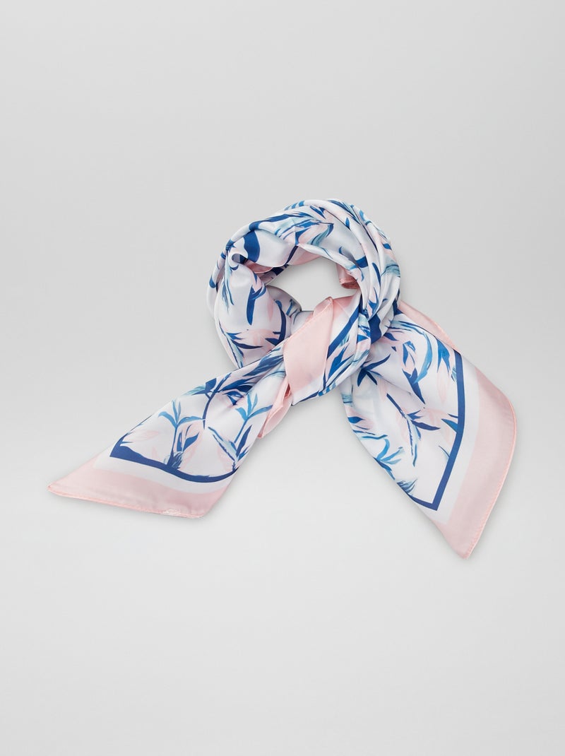 Lenço quadrado com estampado florido Rosa/Azul - Kiabi