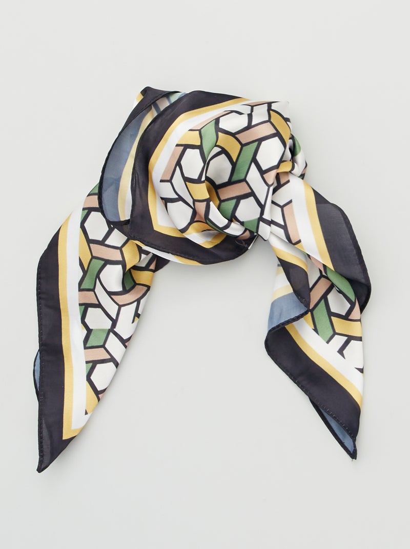 Lenço quadrado com estampado geométrico Preto/ Verde - Kiabi