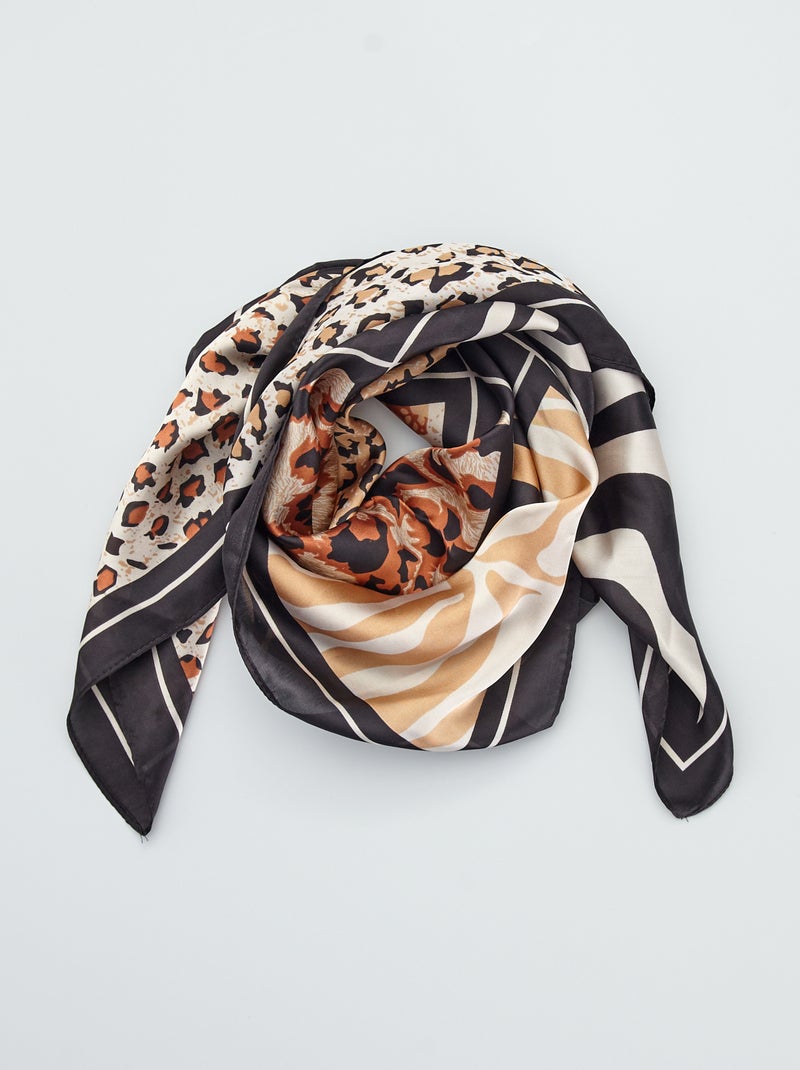 Lenço quadrado com estampado 'leopardo' Preto - Kiabi
