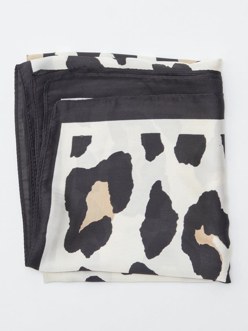 Lenço quadrado com estampado pele de animal BRANCO - Kiabi