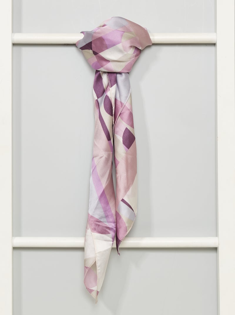 Lenço quadrado de efeito acetinado estampado VIOLETA - Kiabi