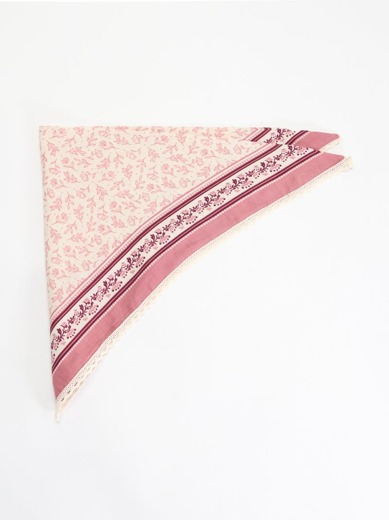 Lenço quadrado estampado Rosa - Kiabi