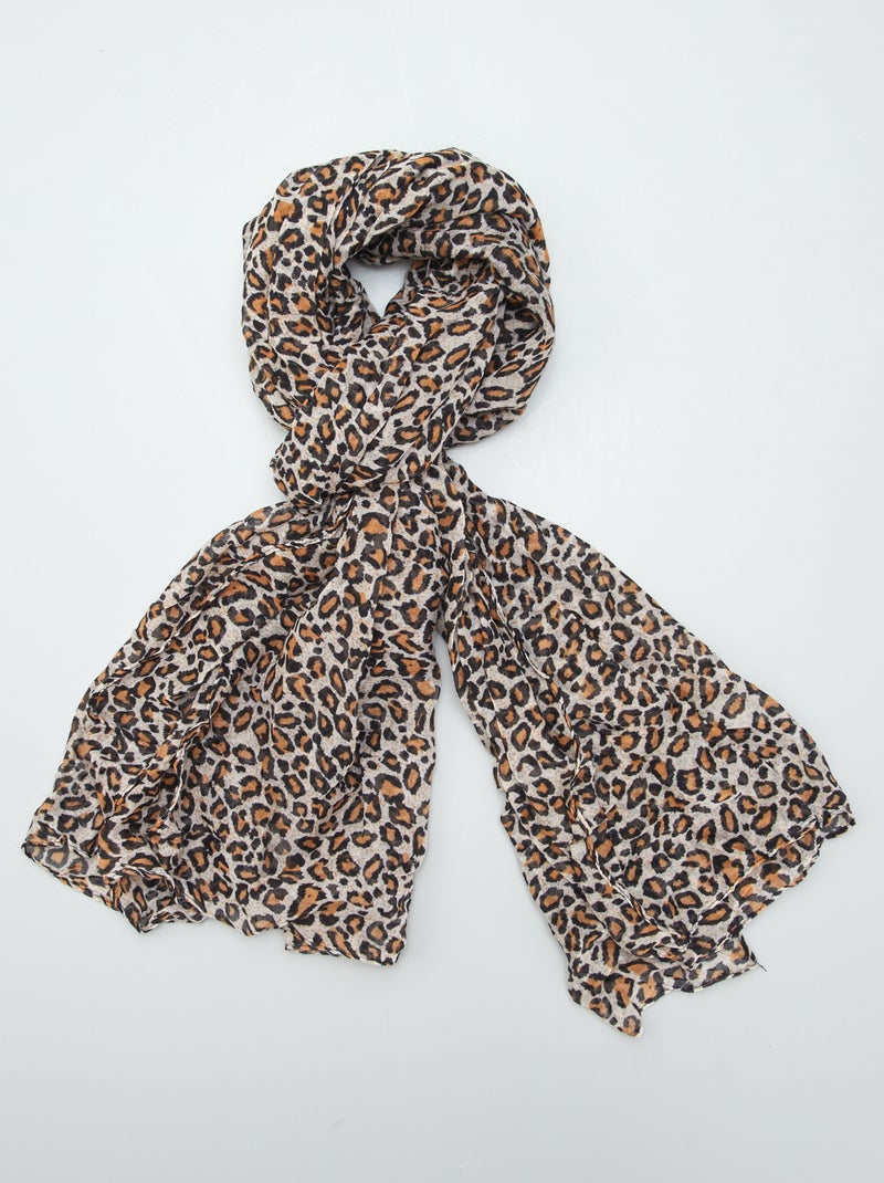 Lenço retangular 'leopardo' BEGE - Kiabi