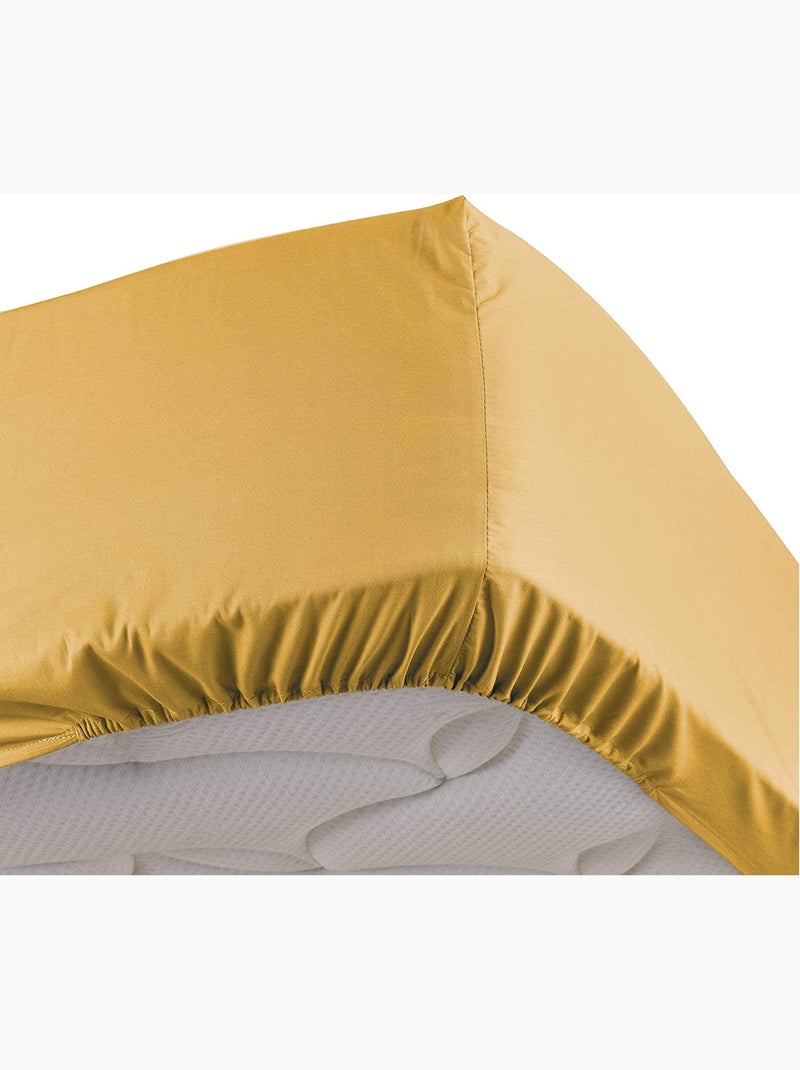 Lençóis com elástico percal de algodão lia promo linge Amarelo - Kiabi
