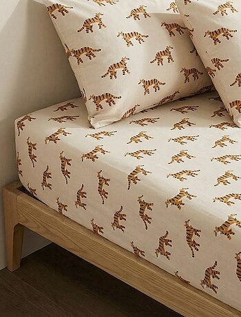 Lençol ajustável 1 pessoa 90 x 190 cm de algodão - Kiabi Home