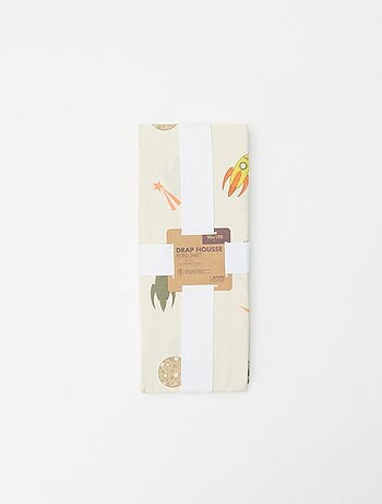 Lençol ajustável 1 pessoa 90 x 190 cm de algodão - Kiabi Home
