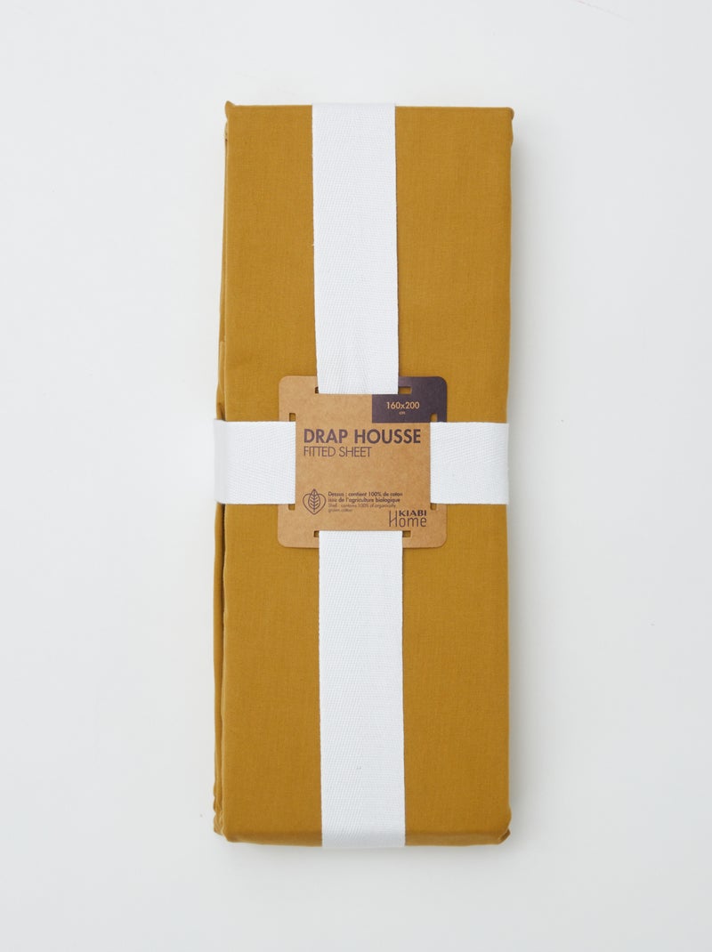 Lençol ajustável 2 pessoas (160x200cm) em algodão - Kiabi Home AMARELO - Kiabi
