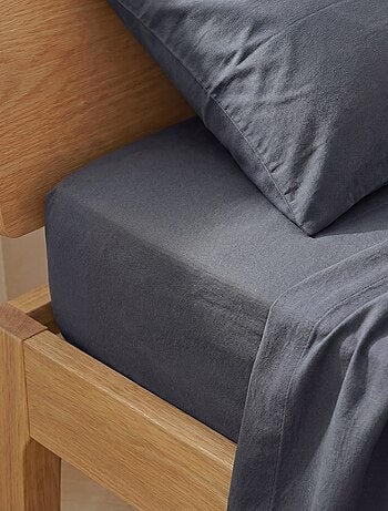Lençol ajustável para 2 pessoas (160x200cm) em algodão - Kiabi Home