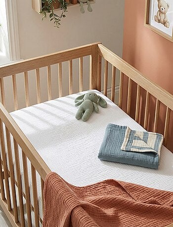 Lençol ajustável para berço 70 x 140 cm em gaze dupla de algodão - Kiabi Home
